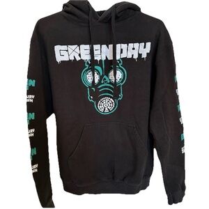 Green Day 21st Century Breakdown 2009 Black Cotton Blend Hoodie w/ Gas Mask Art